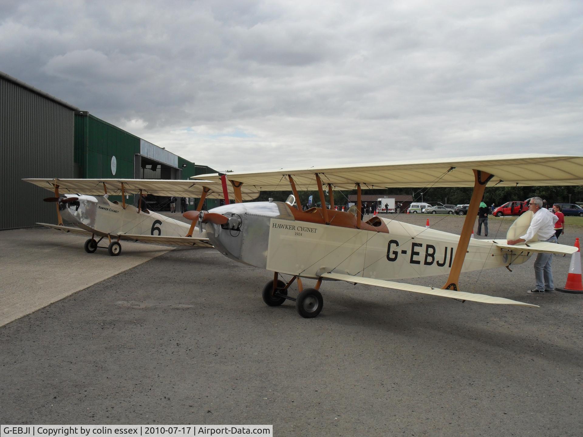 G-EBJI, 1977 Hawker Cygnet Replica C/N PFA 077-10240, Hawker cygnets together at Old Warden