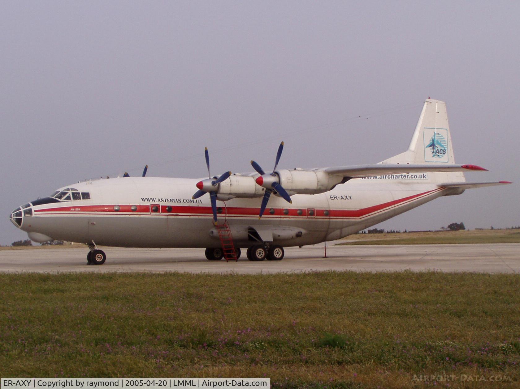 ER-AXY, 1969 Antonov An-12BK C/N 9346904, Seen here in Malta, this An12 parked on Apron 4 at Malta International Airport for an overnight stay.
