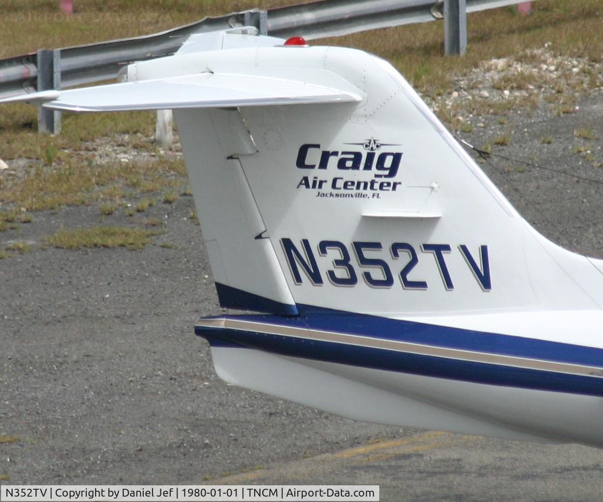 N352TV, 1981 Gates Learjet 35A C/N 410, A close up of N352TV at the cargo ramp at TNCM