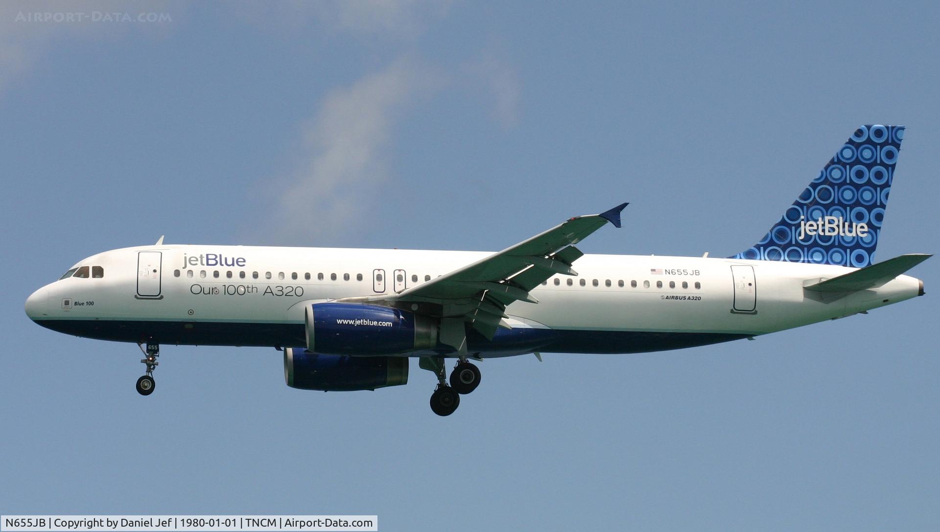 N655JB, 2007 Airbus A320-232 C/N 3072, Jet blue N655JB landing at TNCM