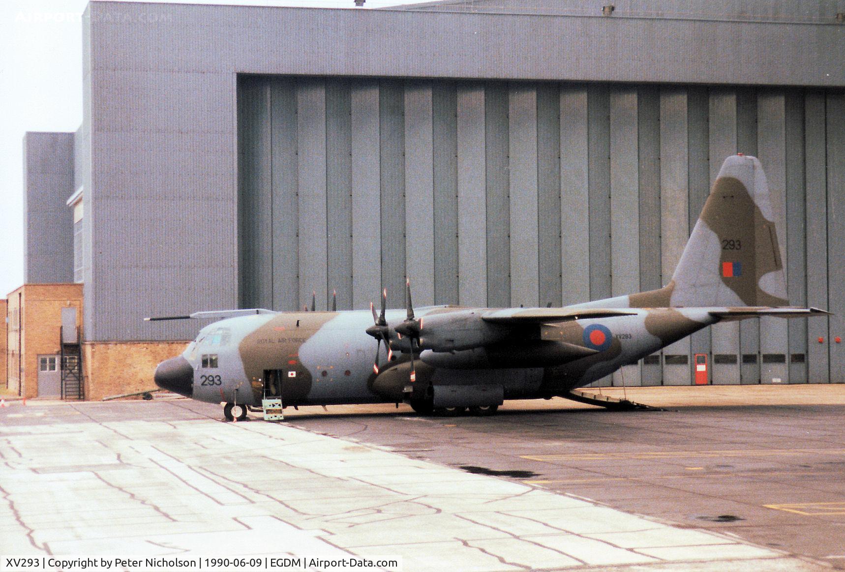 XV293, Lockheed C-130K Hercules C.1 C/N 382-4258, Hercules C.1, callsign Ascot 947, of the Lyneham Transport Wing on the flight-line at the 1990 Boscombe Down Battle of Britain 50th Anniversary Airshow.