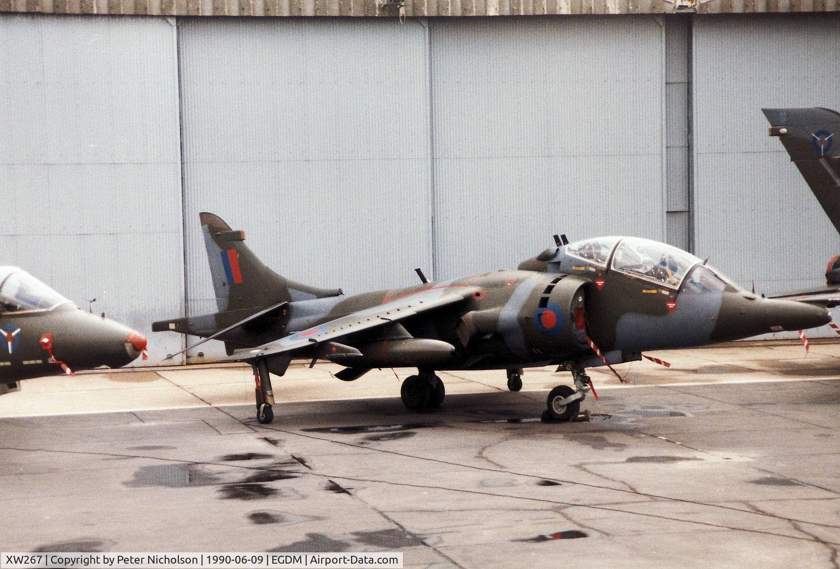 XW267, 1970 Hawker Siddeley Harrier T.4 C/N 212006, Harrier T.4 of SAOEU - the Strike Attack Operational Evaluation Unit - on the flight-line at the 1990 Boscombe Down Battle of Britain 50th Anniversary Airshow.