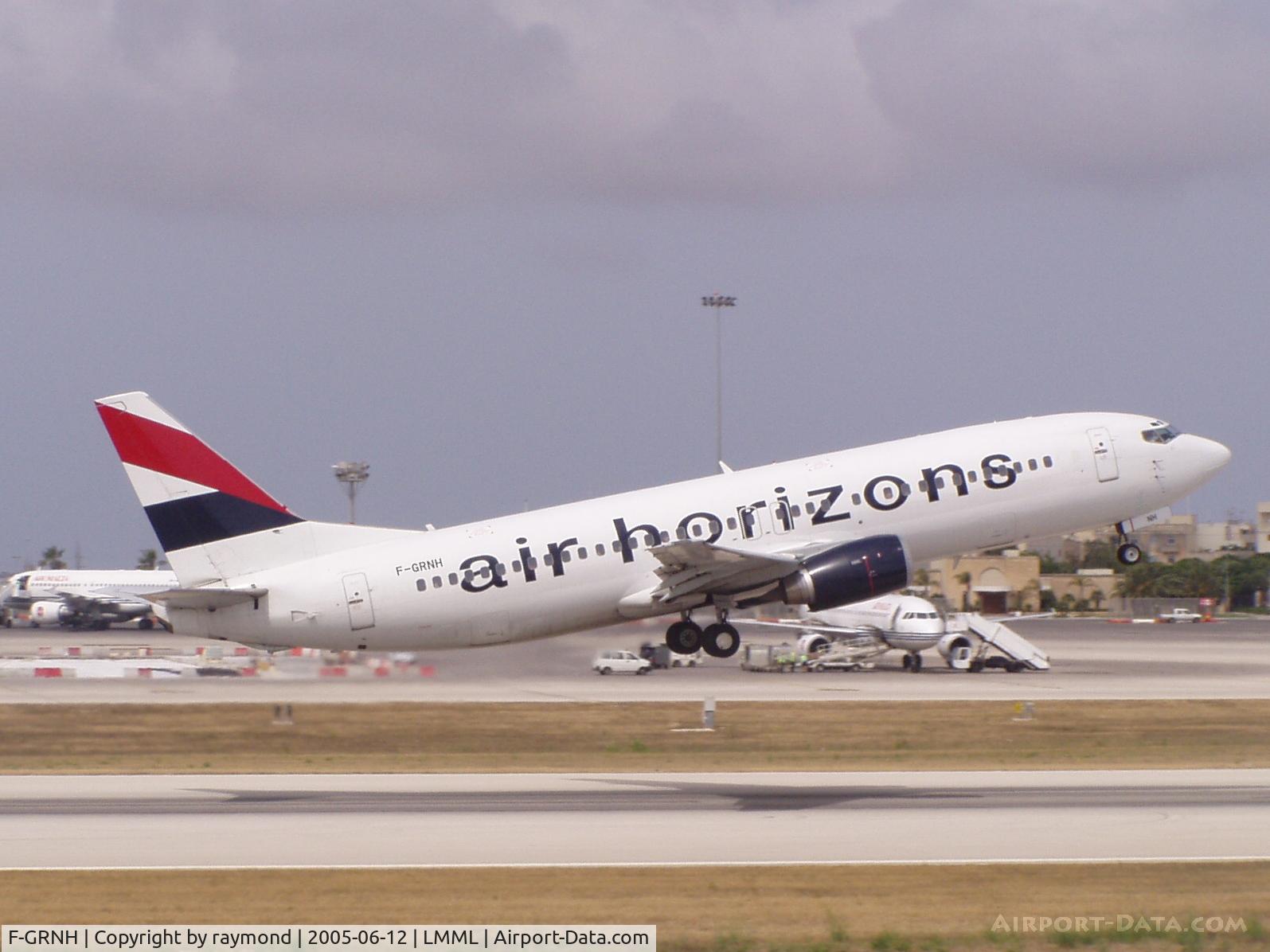 F-GRNH, 1991 Boeing 737-4Q8 C/N 24706, Air Horizons B737 F-GRNH seen taking-off Runway14 at the Malta International Airport on 12 June 05.