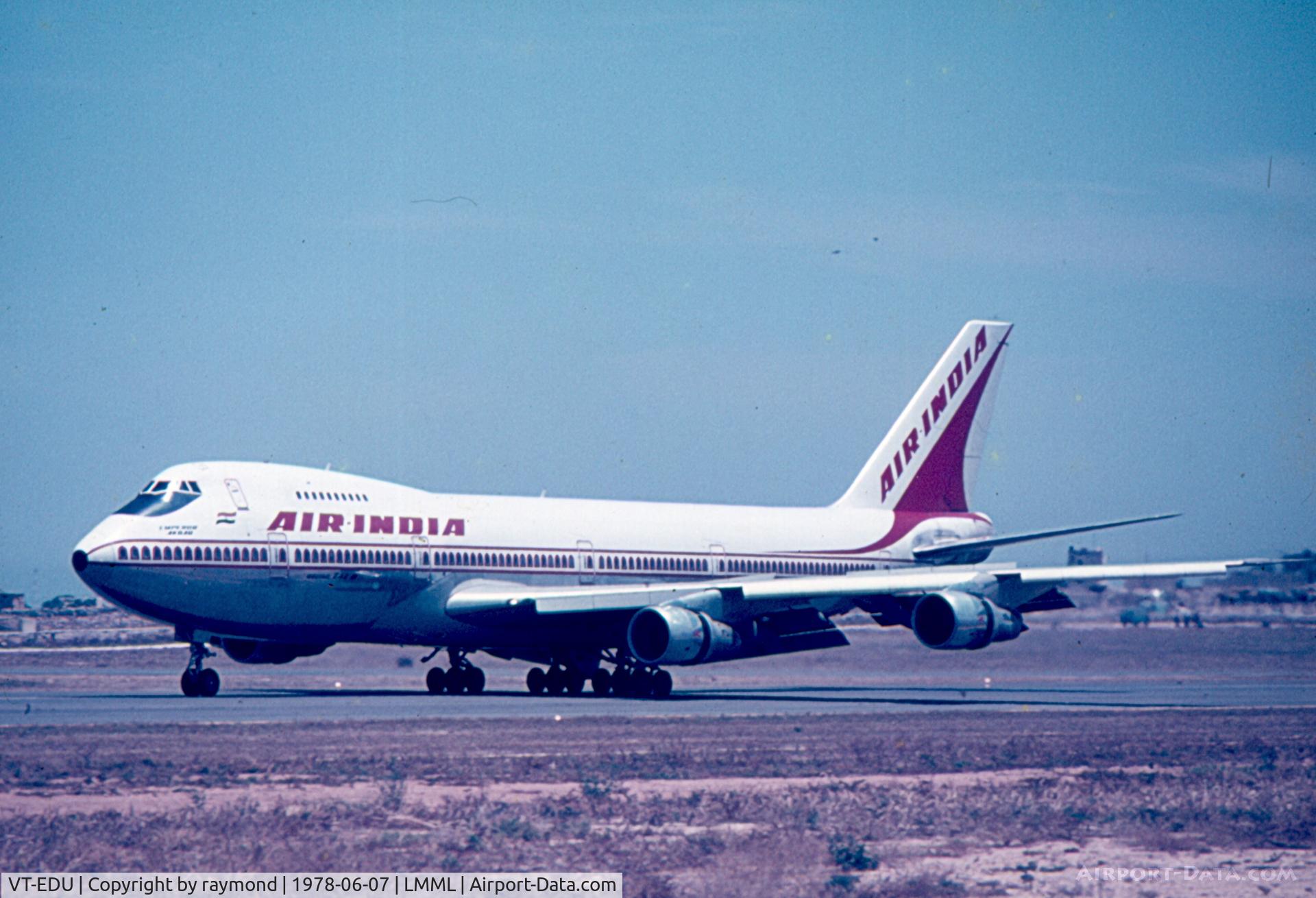 VT-EDU, 1975 Boeing 747-237B C/N 21182, Air India B747 VT-EDU on arrival in Malta from Sydney, Australia with Maltese immigrants...