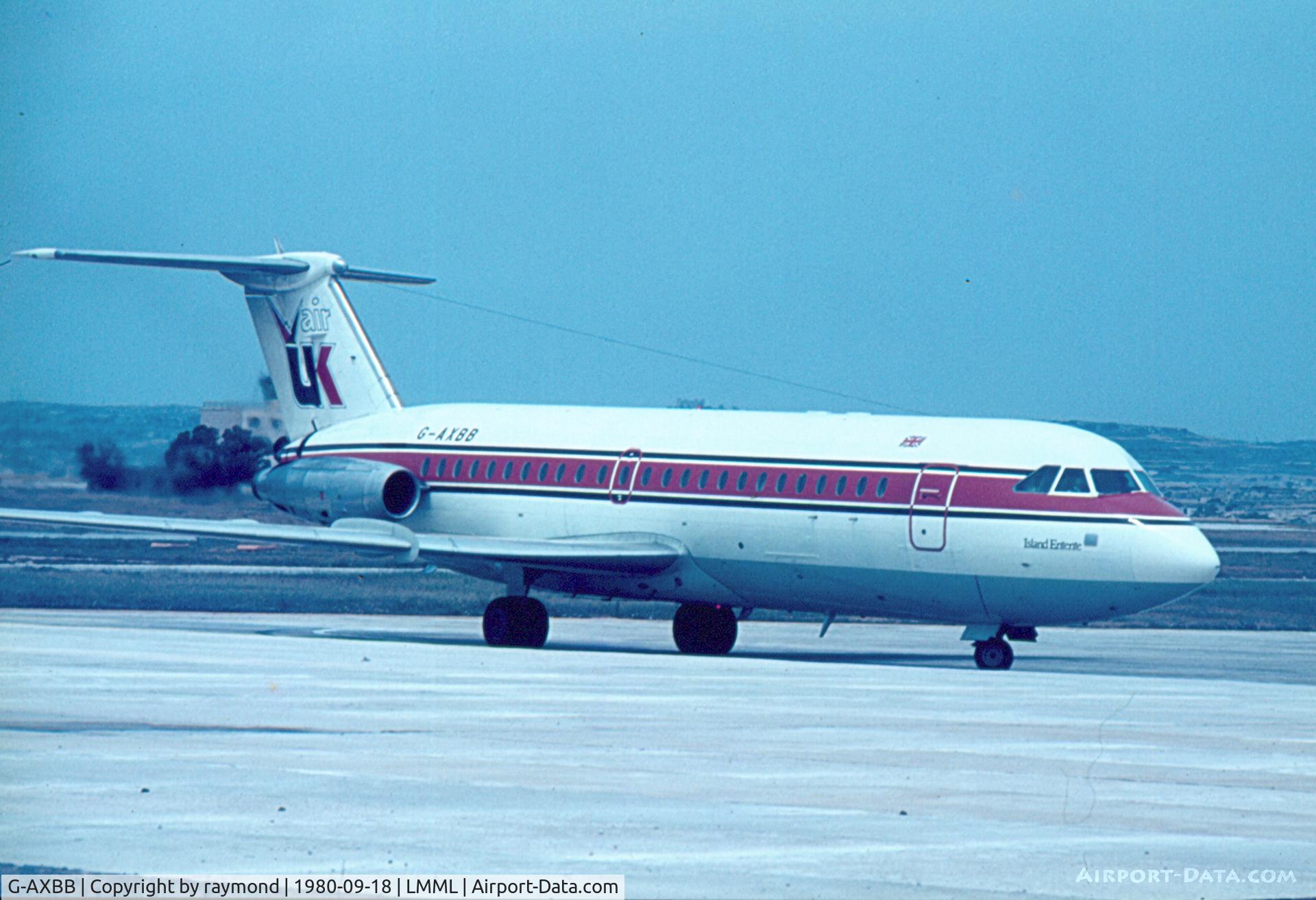 G-AXBB, 1969 BAC 111-409AY One-Eleven C/N BAC.162, Air UK BAC111 G-AXBB taxing to the Apron in Malta back in 1980.
