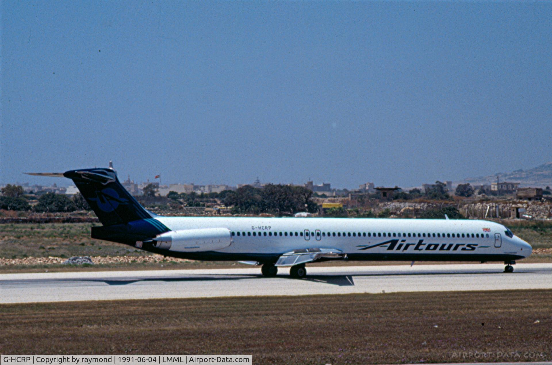 G-HCRP, 1990 McDonnell Douglas MD-83 (DC-9-83) C/N 49936, MD83 G-HCRP belonging to Airtours International at LMML on 4-6-91
