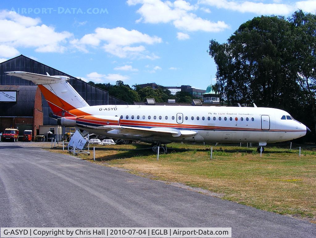 G-ASYD, 1965 BAC 111-475AM One-Eleven C/N BAC.053, Retained by BAC throughout its 29-year flying career, during which it was used as a development and test aircraft for 1-11 variants and testing technical equipment. Donated to Brooklands in July 1994.