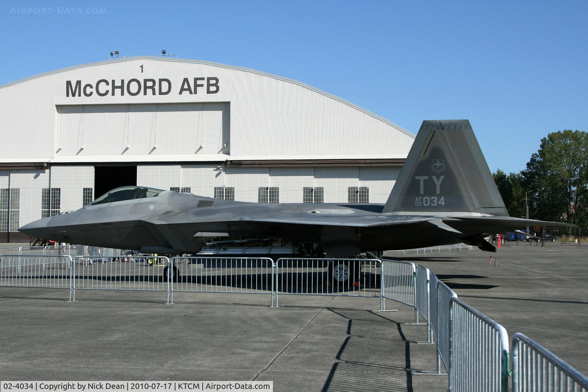 02-4034, 2002 Lockheed Martin F/A-22A Raptor C/N 4034, KTCM