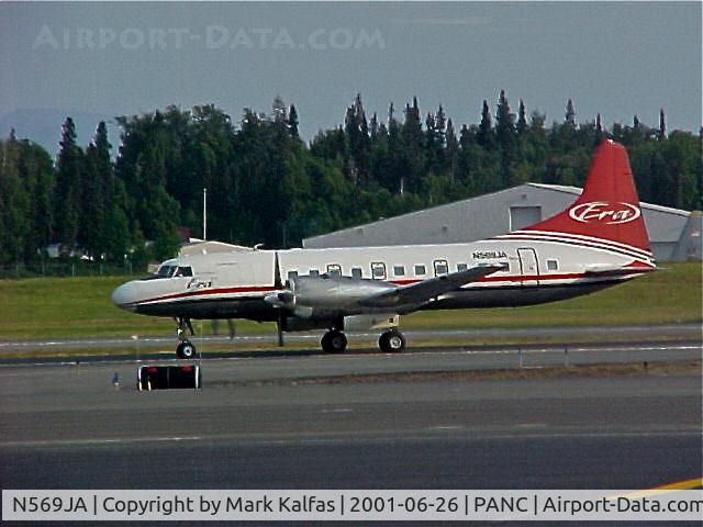 N569JA, 1953 Convair 340-31 C/N 69, ERA Aviation Convair 340-31, departing 7L PANC for PAHO (Homer, AK).