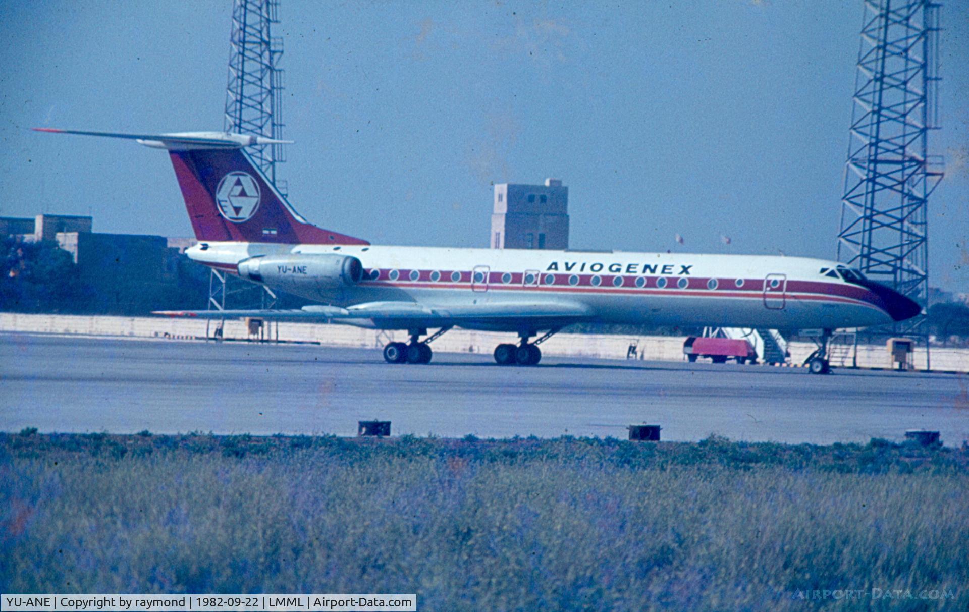 YU-ANE, 1979 Tupolev Tu-134A-3 C/N 63165, Tu134 YU-ANE of Aviogenex way back in 1982.