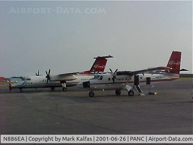 N886EA, 1981 De Havilland Canada DHC-6-300 Twin Otter C/N 756, ERA Aviation N886EA Dehavilland DHC-6-300 next to N883EA Era Aviation Dash 8 at PANC.