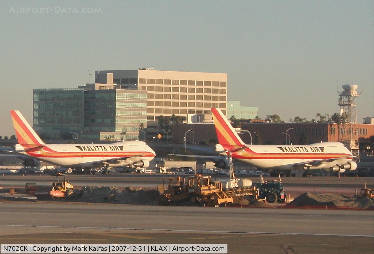 N702CK, 1971 Boeing 747-146 C/N 20332, Kalitta Air Boeing 747-146, N702CK on the cargo ramp next to N704CK KLAX.