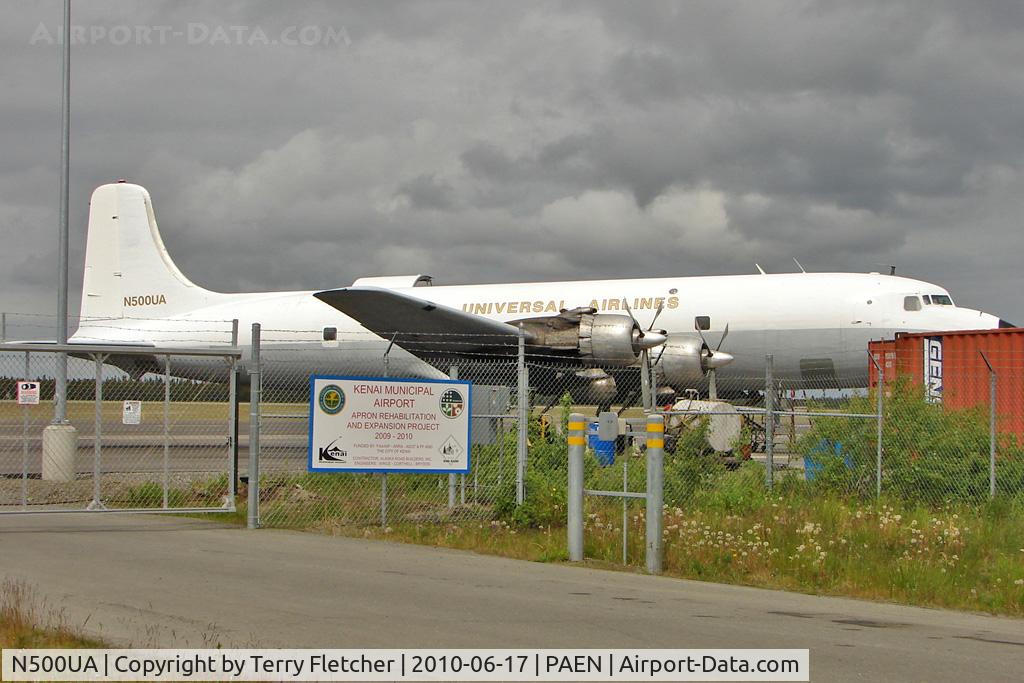 N500UA, 1953 Douglas C-118A Liftmaster (DC-6A) C/N 44597, Universal Airlines Douglas DC-6A, c/n: 44597 at Kenai