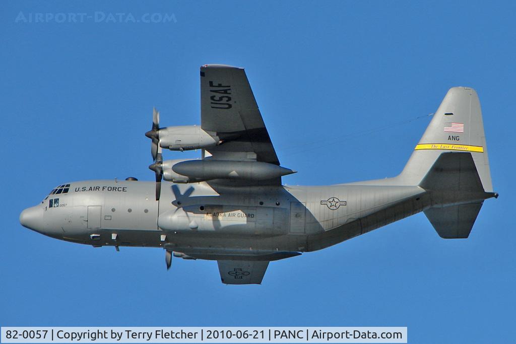 82-0057, 1982 Lockheed C-130H-LM Hercules C/N 382-4973, Kulis ANG C-130 departing Anchorage
