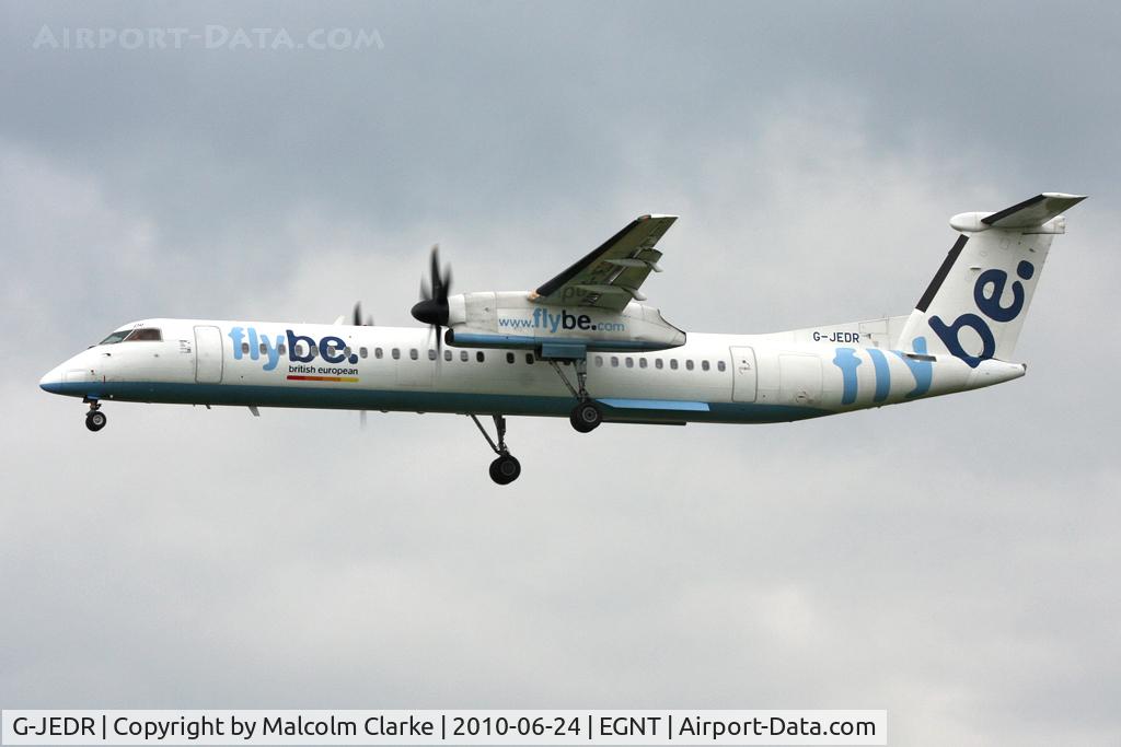 G-JEDR, 2003 De Havilland Canada DHC-8-402Q Dash 8 C/N 4087, De Havilland Canada DHC-8-402Q Dash 8 on finals to 25 at Newcastle Airport in June 2010.