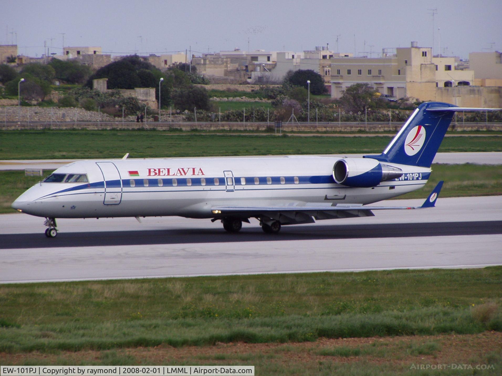 EW-101PJ, 1999 Canadair CRJ-100ER (CL-600-2B19) C/N 7316, CRJ-100ER EW-101PJ of Belavia landing on Runway32 bringing the Belarus Football Team to Malta.