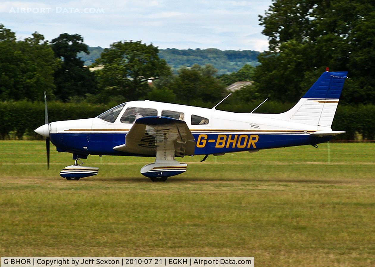 G-BHOR, 1980 Piper PA-28-161 Cherokee Warrior II C/N 28-8016331, Take-off from Headcorn