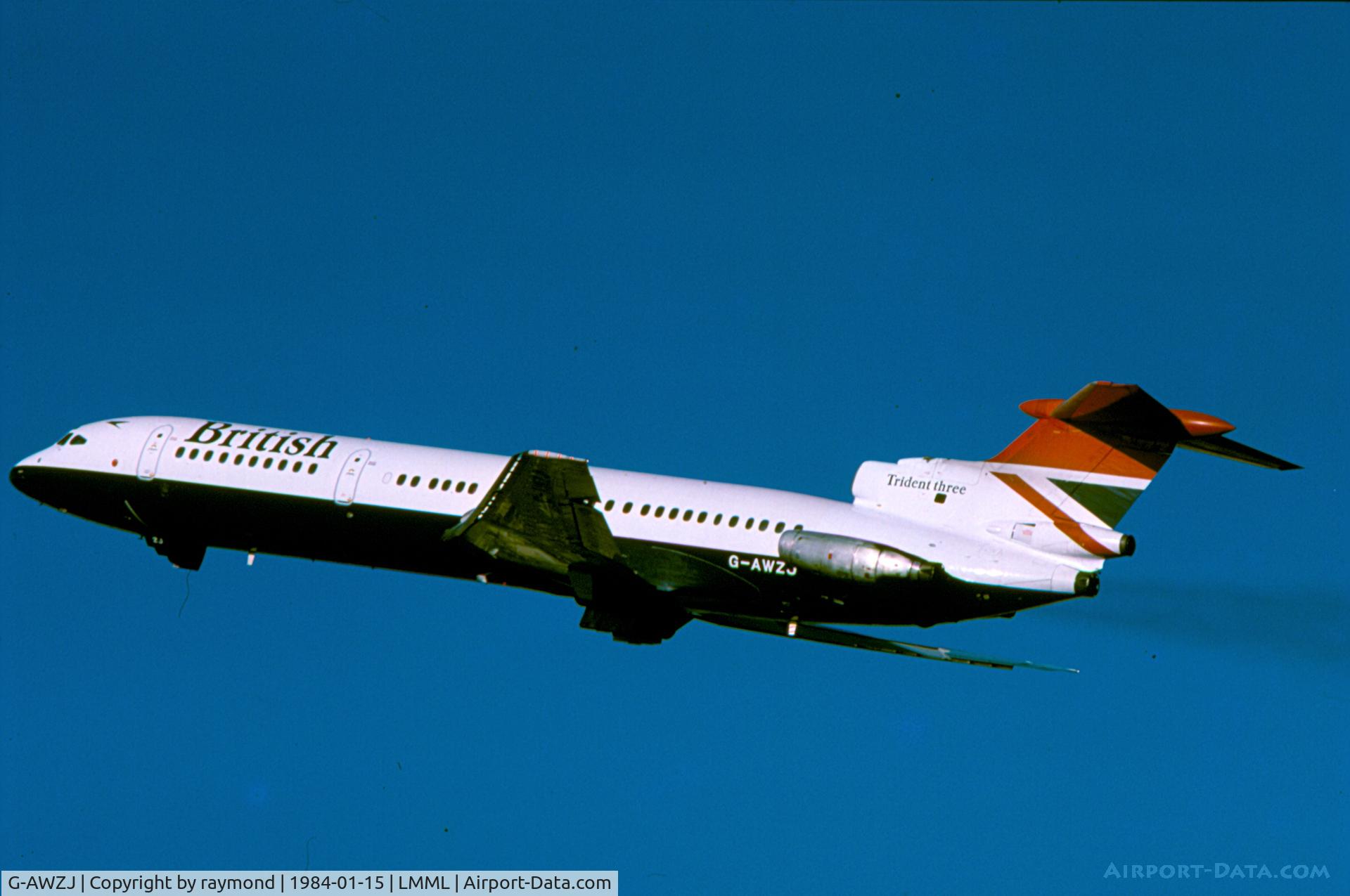 G-AWZJ, 1971 Hawker Siddeley HS-121 Trident 3B-101 C/N 2311, British Airways H.S. Trident 3 G-AWZJ departing Runway32 in Malta.