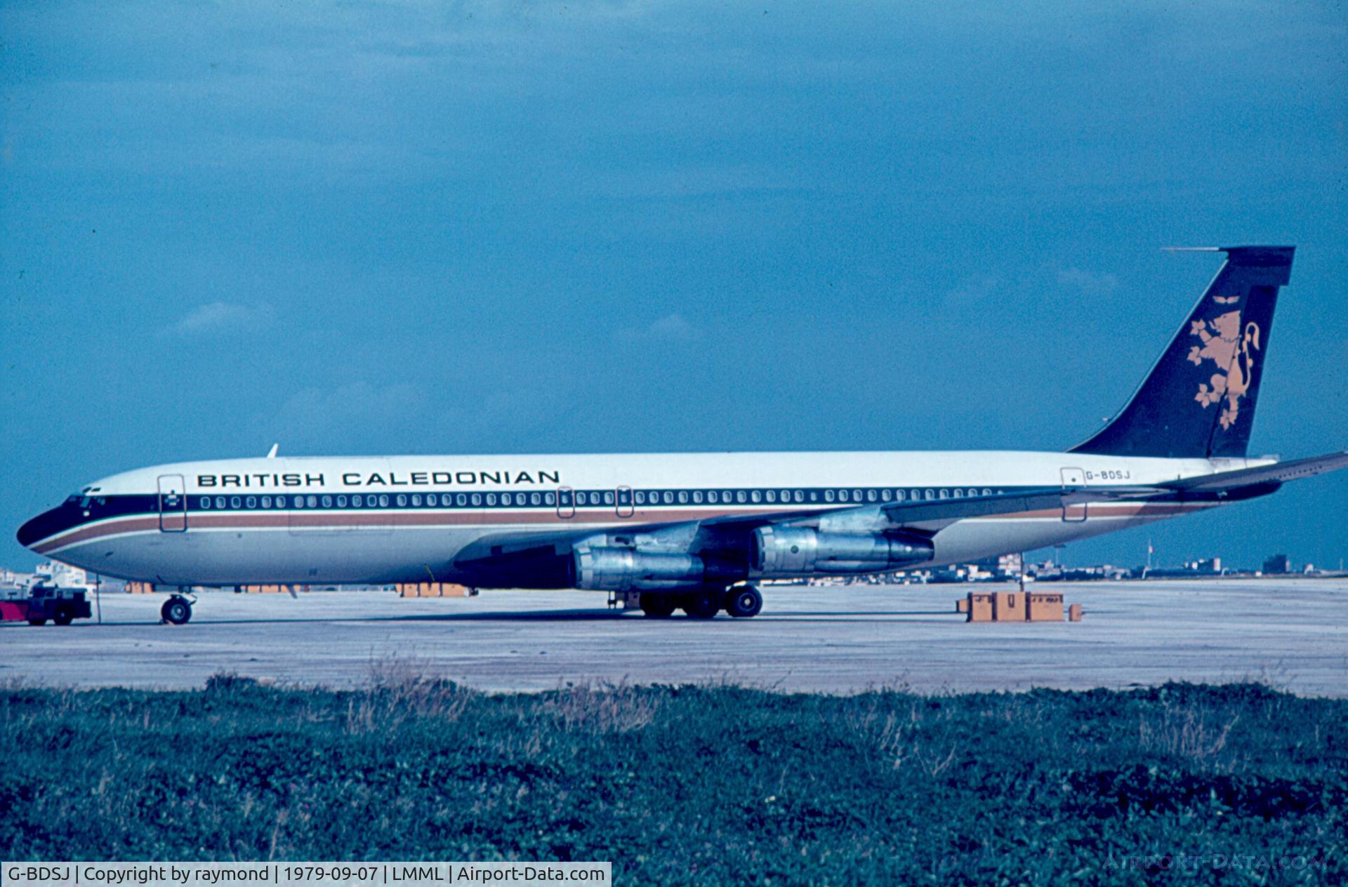G-BDSJ, 1968 Boeing 707-338C C/N 19630, British Caledonion B707 G-BDSJ parked on apron4 in Malta.