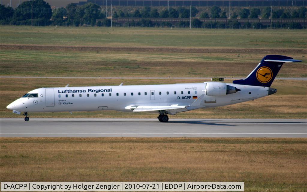 D-ACPP, 2003 Bombardier CRJ-701ER (CL-600-2C10) Regional Jet C/N 10086, The morning shuttle from Munich has just arrived.....