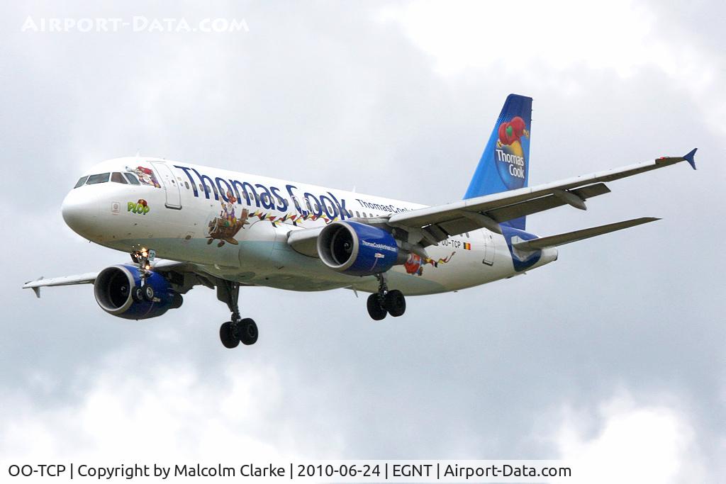 OO-TCP, 1996 Airbus A320-214 C/N 653, Airbus A320-214 on finals to 25 at Newcastle Airport in June 2010