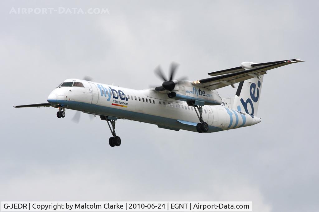 G-JEDR, 2003 De Havilland Canada DHC-8-402Q Dash 8 C/N 4087, De Havilland Canada DHC-8-402Q Dash 8 on finals to 25 at Newcastle Airport in June 2010.