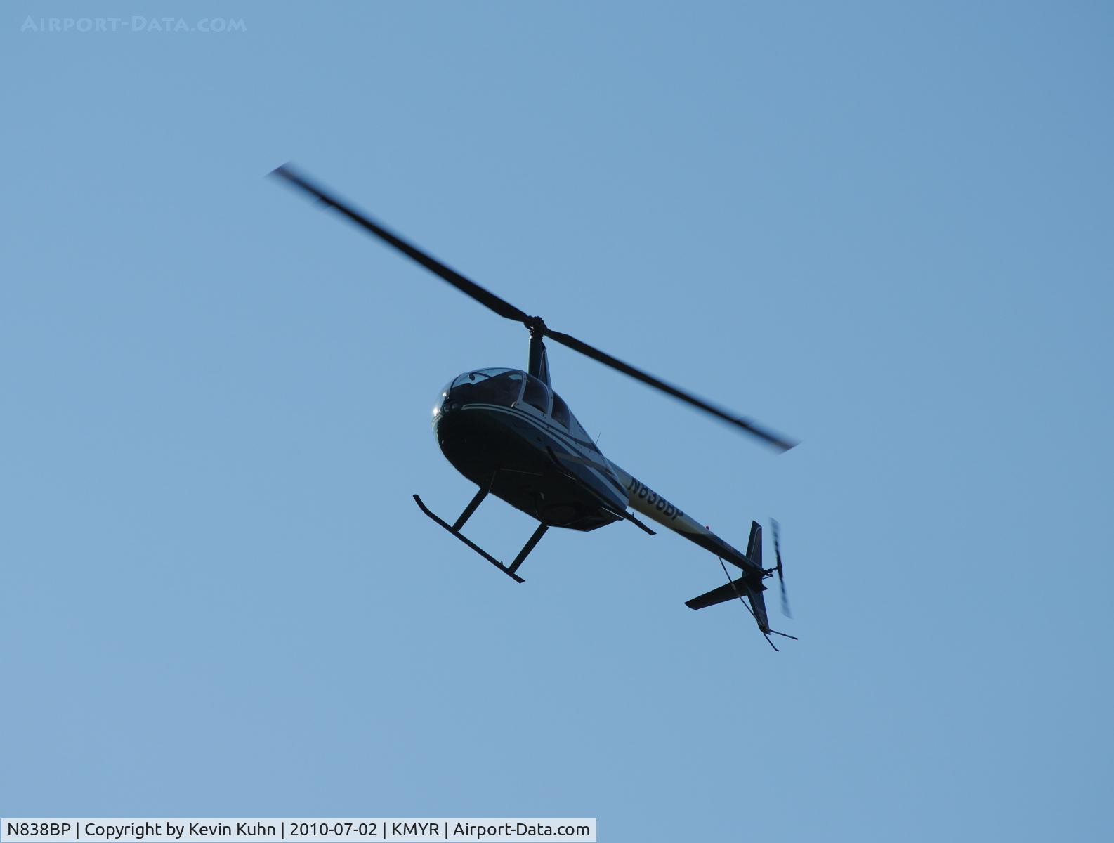 N838BP, 2001 Robinson R44 C/N 1108, One of several Ravens giving aerial tours of the beach.