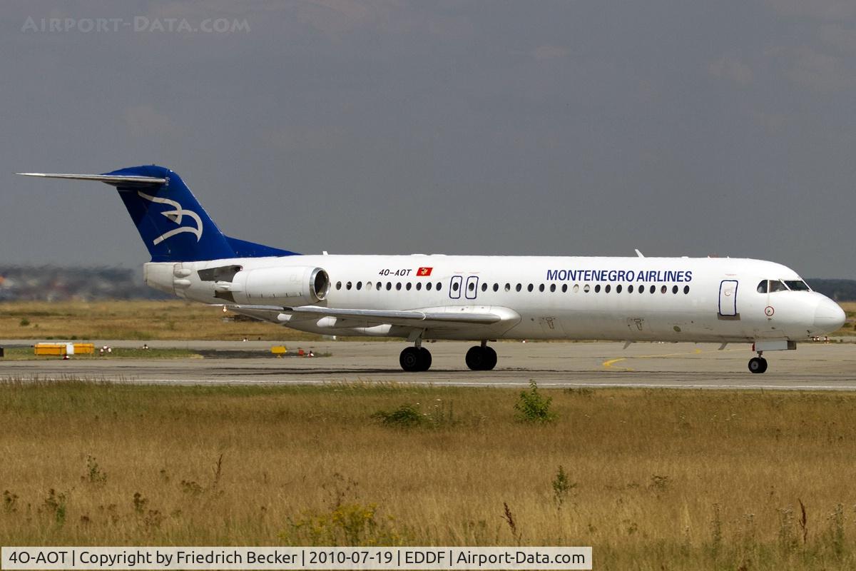 4O-AOT, 1991 Fokker 100 (F-28-0100) C/N 11350, departing via RW18W