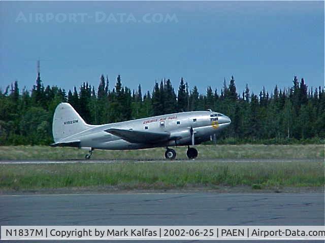 N1837M, 1944 Curtiss C-46F Commando C/N 22388, Everts Air Fuel, Curtiss Wright C-46F, N1837M departing RWY 1L PAEN (Kenai, AK).