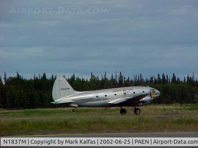 N1837M, 1944 Curtiss C-46F Commando C/N 22388, Everts Air Fuel, Curtiss Wright C-46F, N1837M departing RWY 1L PAEN (Kenai, AK).