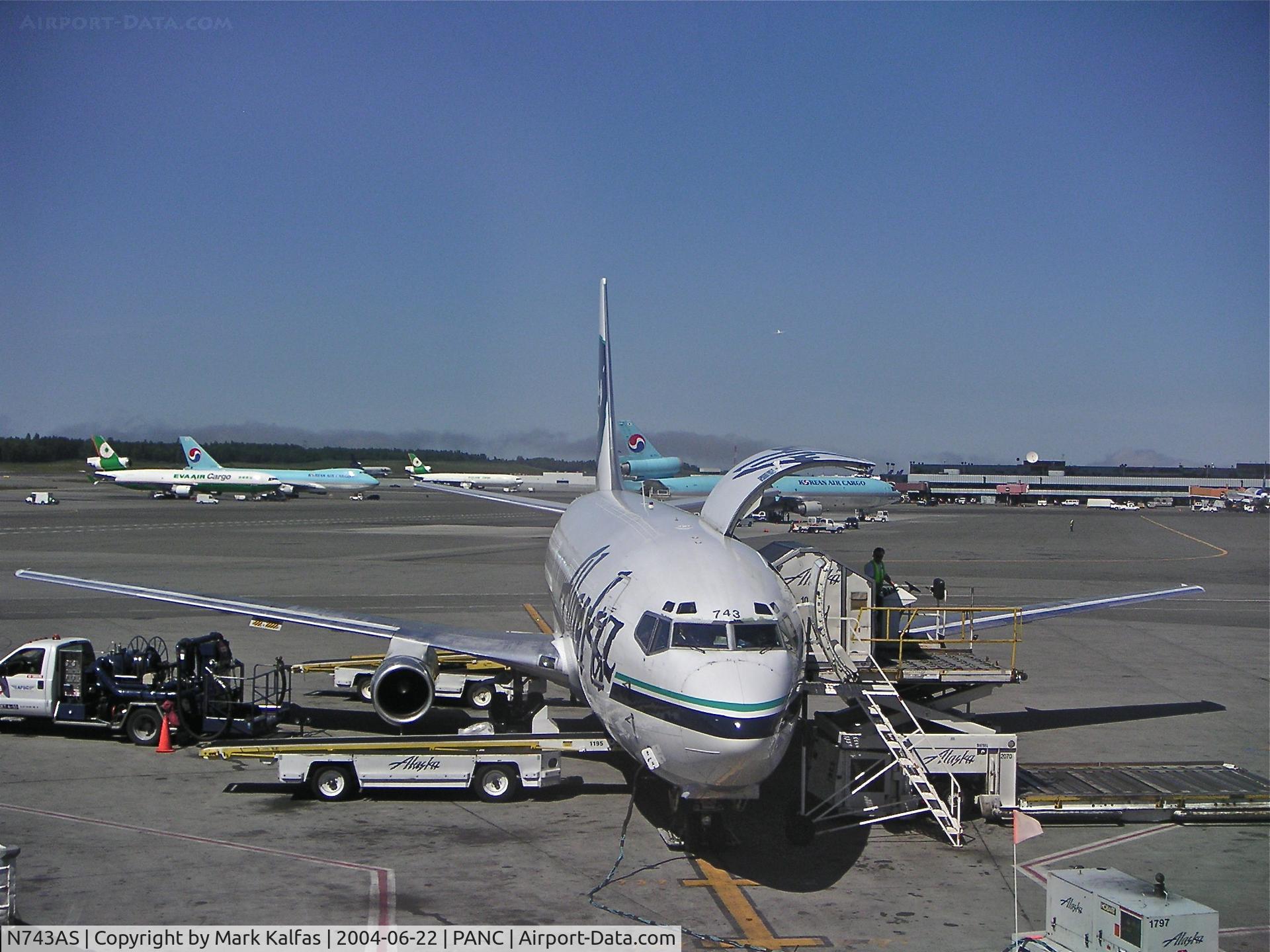 N743AS, 1979 Boeing 737-210C C/N 21821, Alaska Airlines, Boeing 737-210C combi, at the gate loading up for a trip to PAJN.