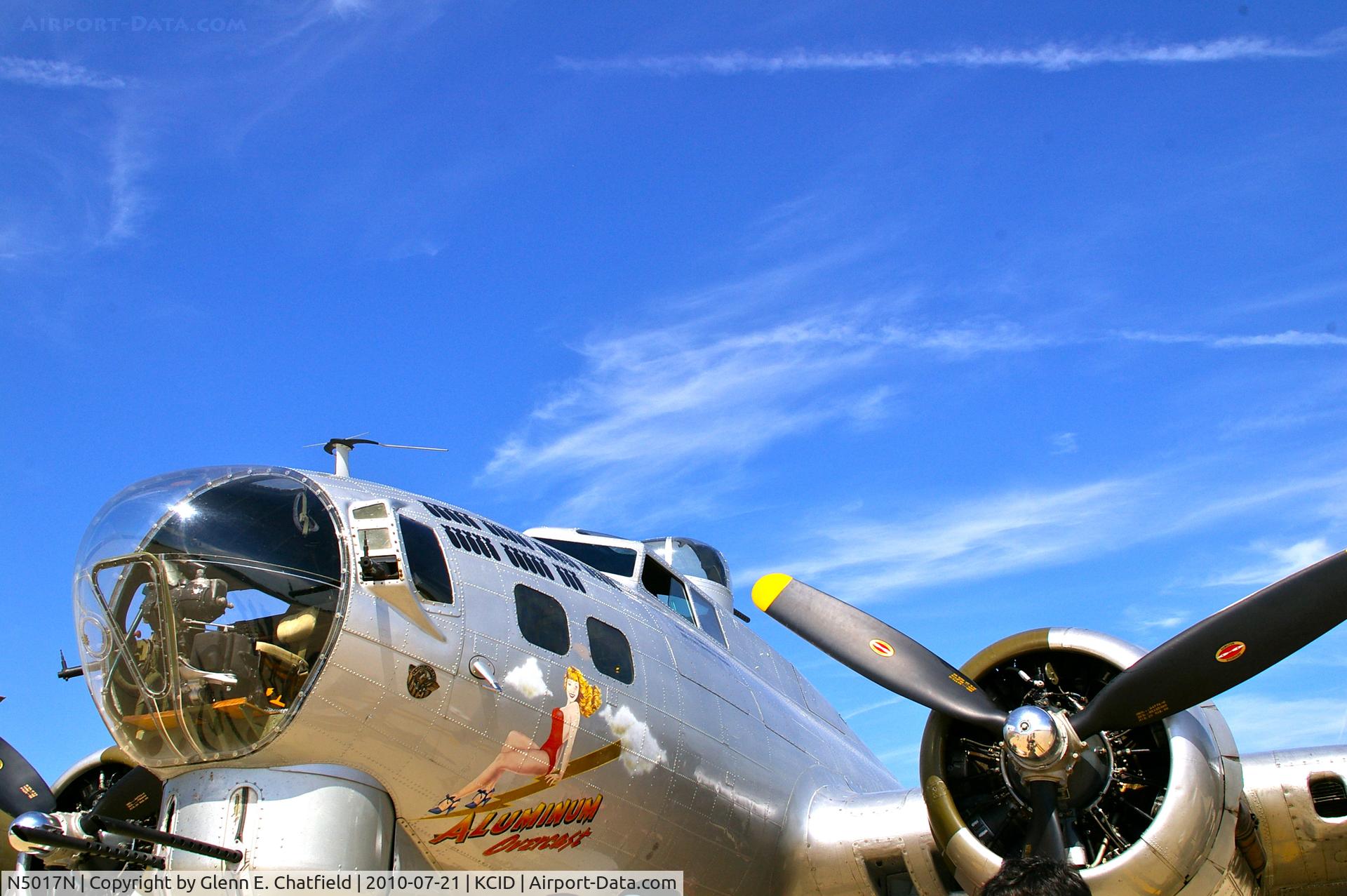 N5017N, 1944 Lockheed/Vega (Boeing) B-17G-105-VE Flying Fortress C/N 8649, Beautiful sky as background for the nose art