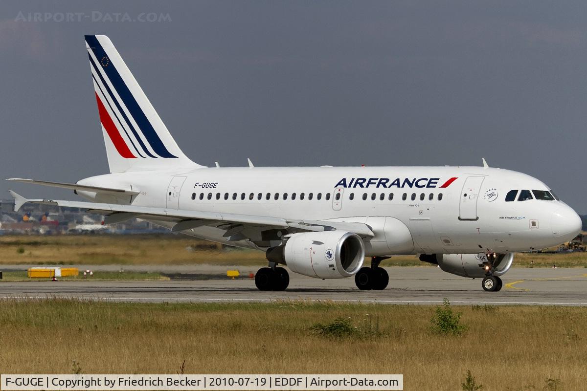 F-GUGE, 2003 Airbus A318-111 C/N 2100, departing via RW18W