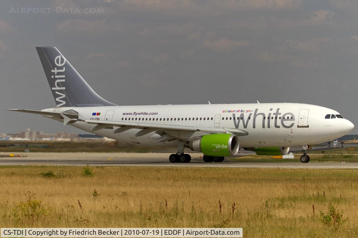 CS-TDI, 1991 Airbus A310-308 C/N 573, departing via RW18W