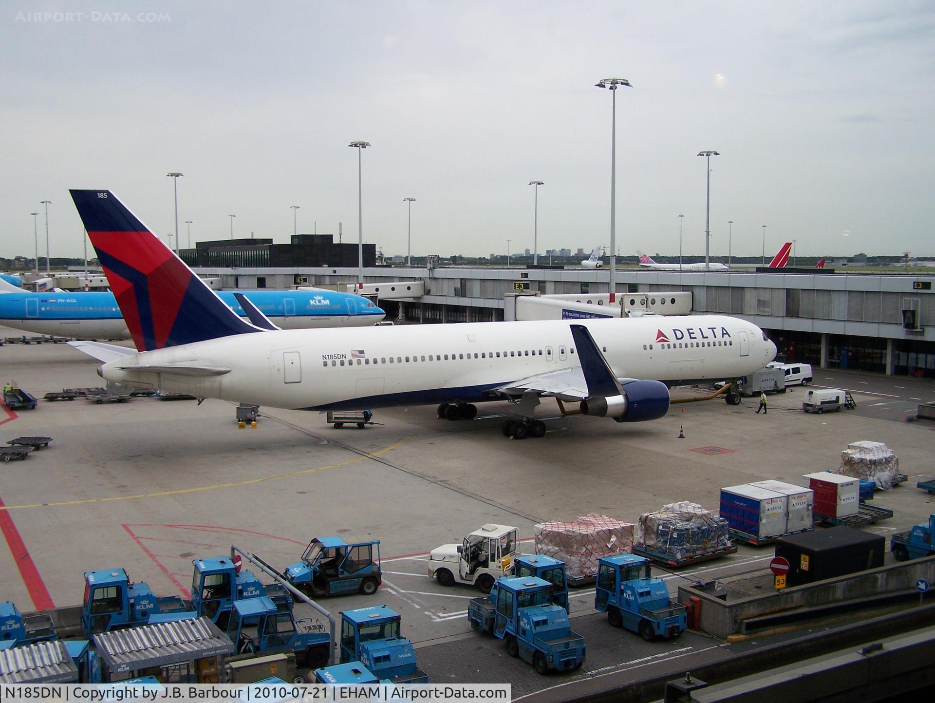 N185DN, 1995 Boeing 767-332 C/N 27961, Our wings for a long flight.  This old gal had some mileage on it.  Had a numb butt after the long flight.  It would have been a perfect flight other than a screaming child most of the way.
