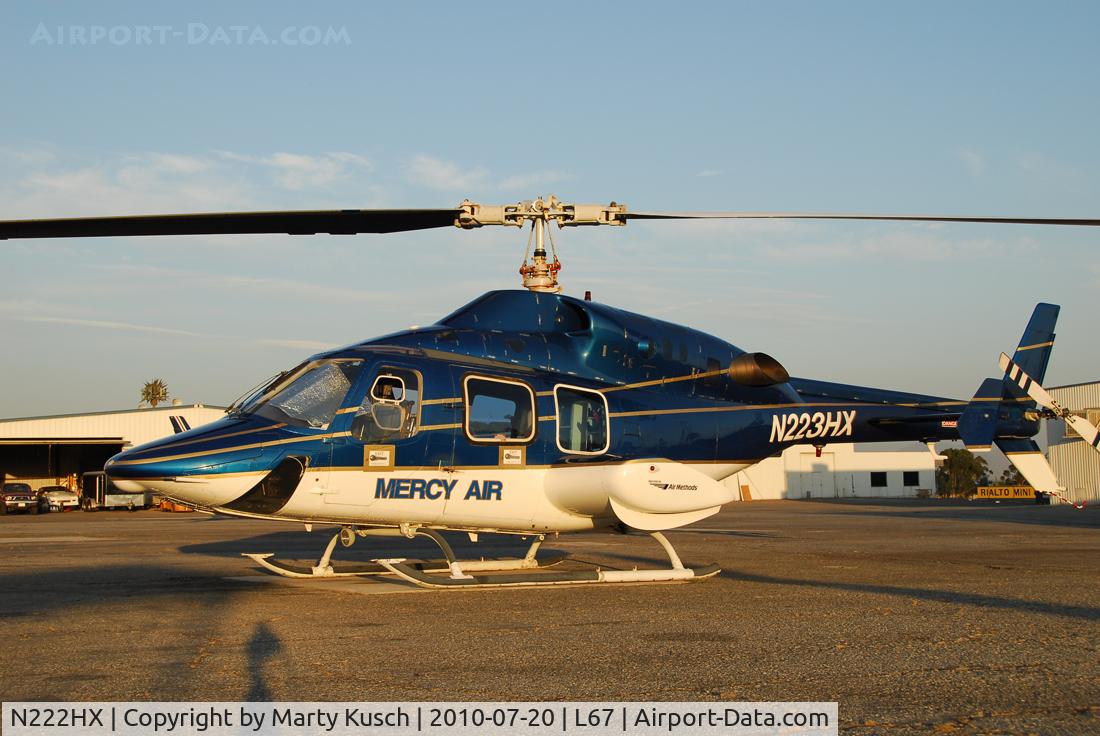 N222HX, 1985 Bell 222U C/N 47533, Parked on the pad at the Mercy Air ramp.