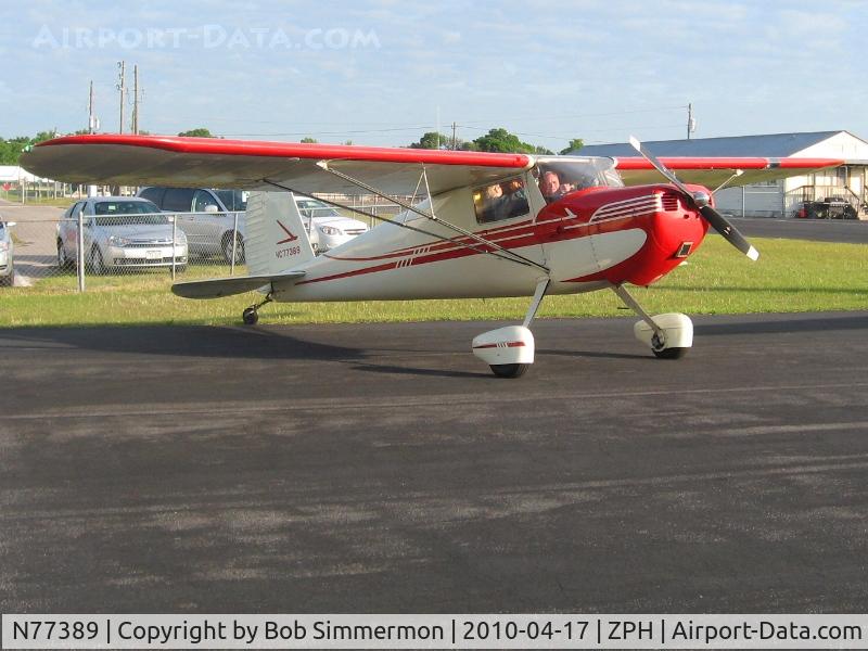 N77389, 1946 Cessna 120 C/N 11830, Preparing to depart Zephyrhills, Florida