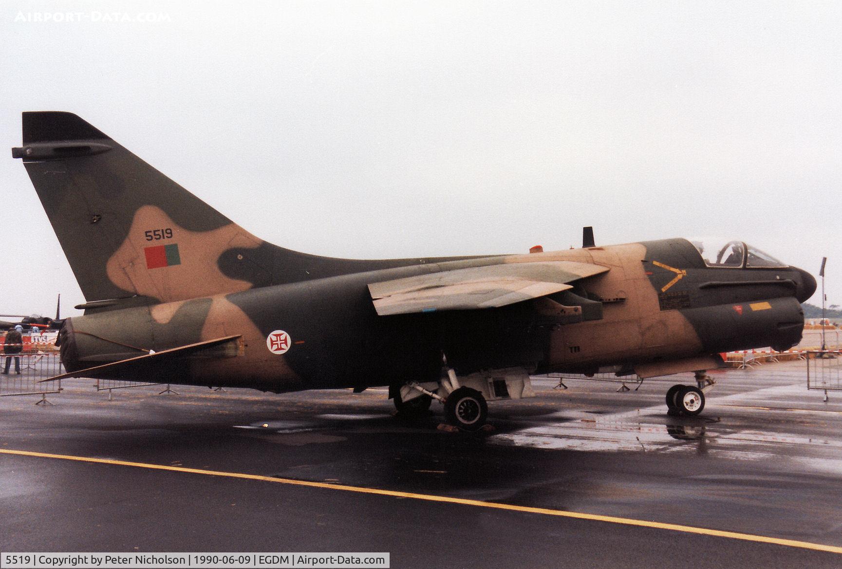 5519, LTV A-7P Corsair II C/N A-157, A-7P Corsair of 302 Esquadron Portuguese Air Force on display at the 1990 Boscombe Down Battle of Britain 50th Anniversary Airshow.