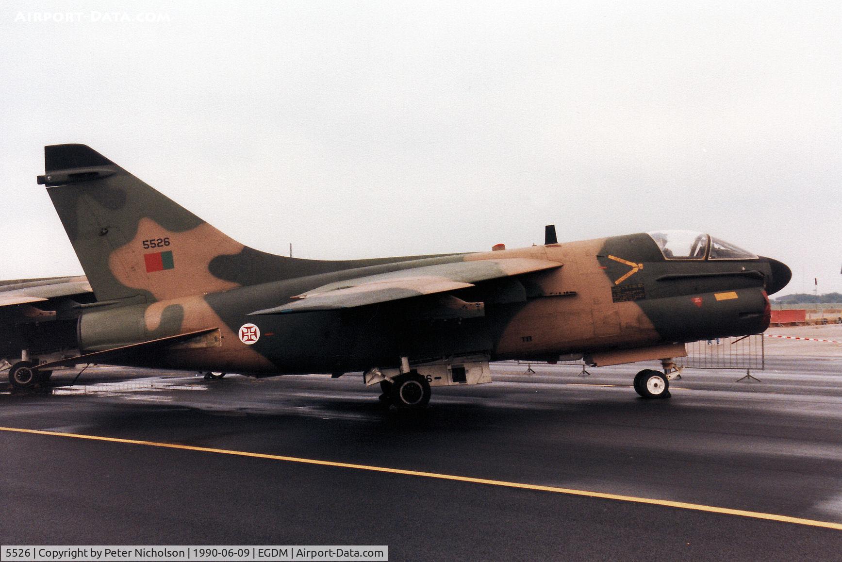 5526, LTV A-7P Corsair II C/N A-86, A-7P Corsair, callsign AFP 1422, of 302 Esquadron Portuguese Air Force on display at the 1990 Boscombe Down Battle of Britain 50th Anniversary Airshow.