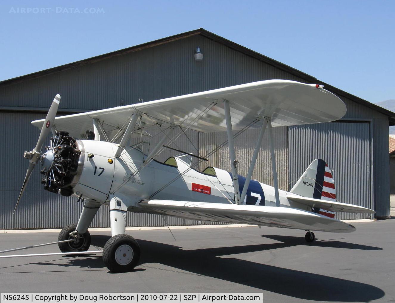 N56245, 1941 Boeing A75N1(PT17) C/N 75-4284, 1942 Boeing Stearman A75N1 (PT-17), Jacobs R755-B2M 275 Hp upgrade from original Continental W670 220 Hp