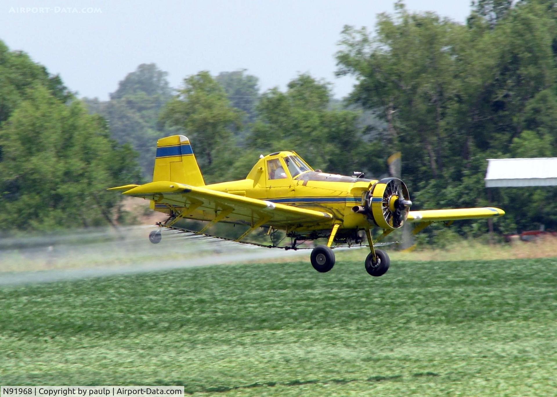 N91968, 1994 Air Tractor Inc AT-401 C/N 401-0942, Dusting a field about 10 miles north of Natchitoches, Louisiana. Fun to watch and I bet is fun to do!