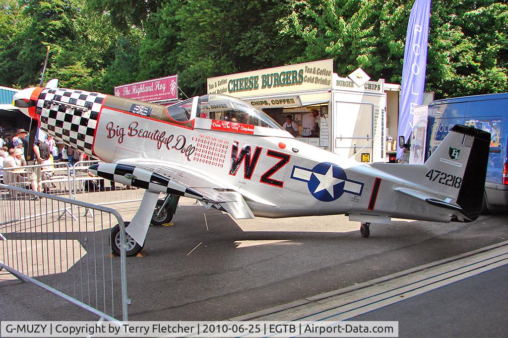 G-MUZY, 2008 Titan T-51 Mustang C/N LAA 355-14831, 1951 Commonwealth Aircraft Corporation Pty Ltd CA 18 MK 22 (MUSTANG P-51D), c/n: CACM-192-1517 on display at AeroExpo 2010