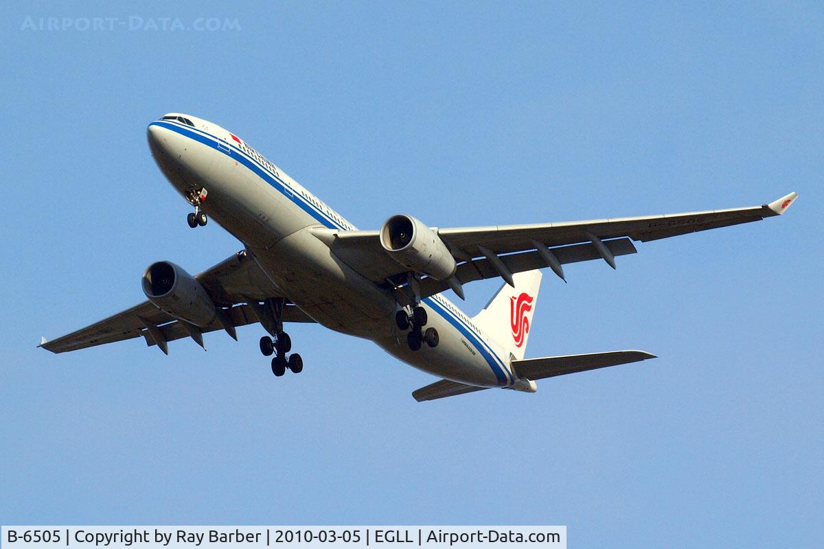 B-6505, 2008 Airbus A330-243 C/N 957, Airbus A330-243 [957] (Air China) Heathrow~G 05/03/2010 on approach 27R 3 miles out.