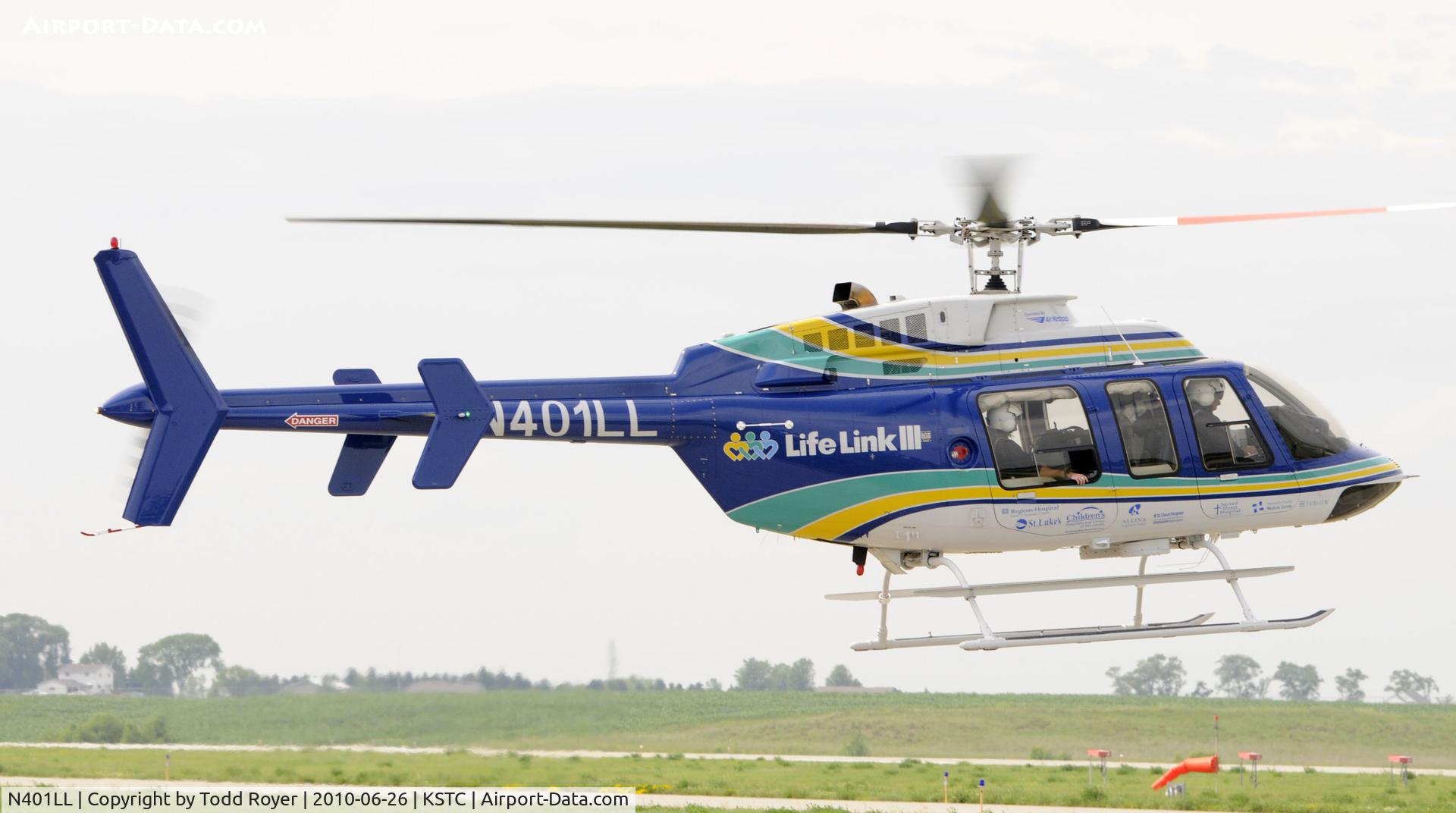 N401LL, 1997 Bell 407 C/N 53208, On standby at the Great Minnesota Air Show