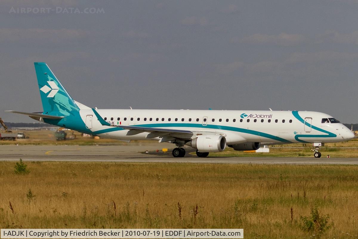 I-ADJK, 2009 Embraer 195LR (ERJ-190-200LR) C/N 19000245, departing via RW18W
