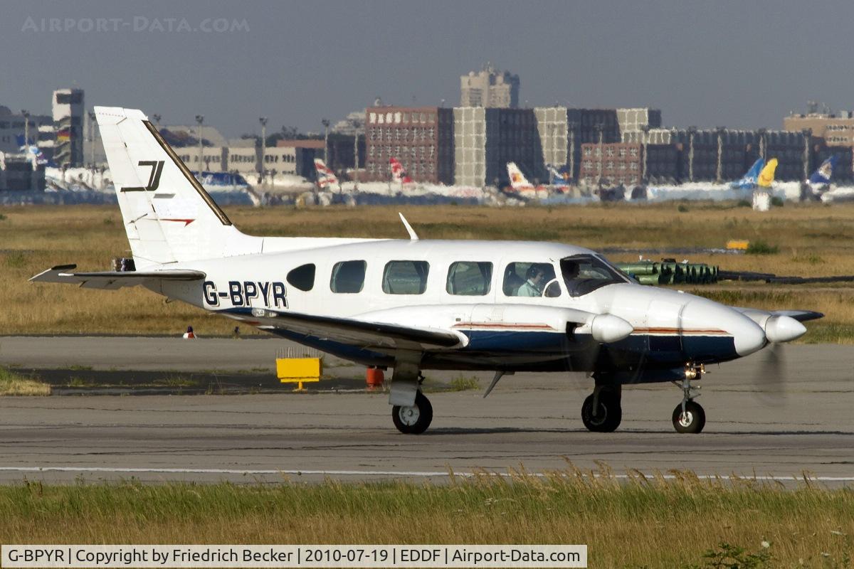 G-BPYR, 1977 Piper PA-31-310 C Navajo C/N 31-7812032, line up for departure