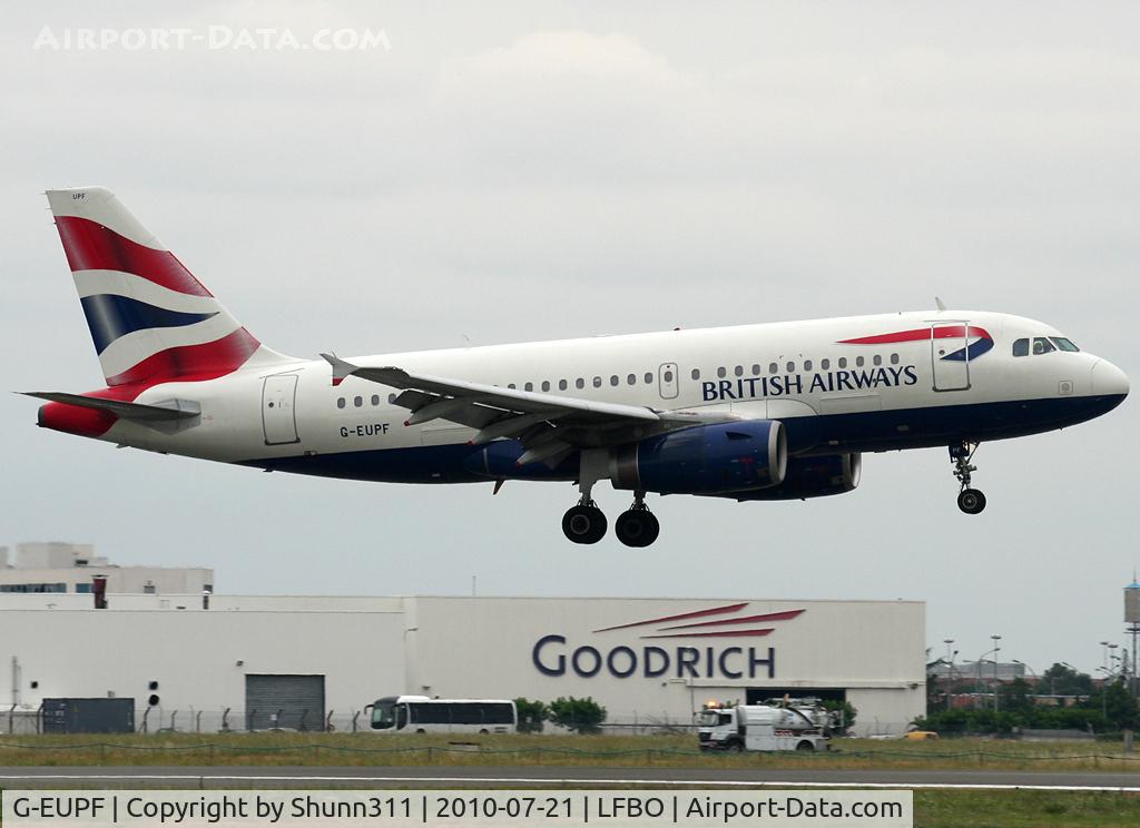 G-EUPF, 2000 Airbus A319-131 C/N 1197, Landing rwy 32R