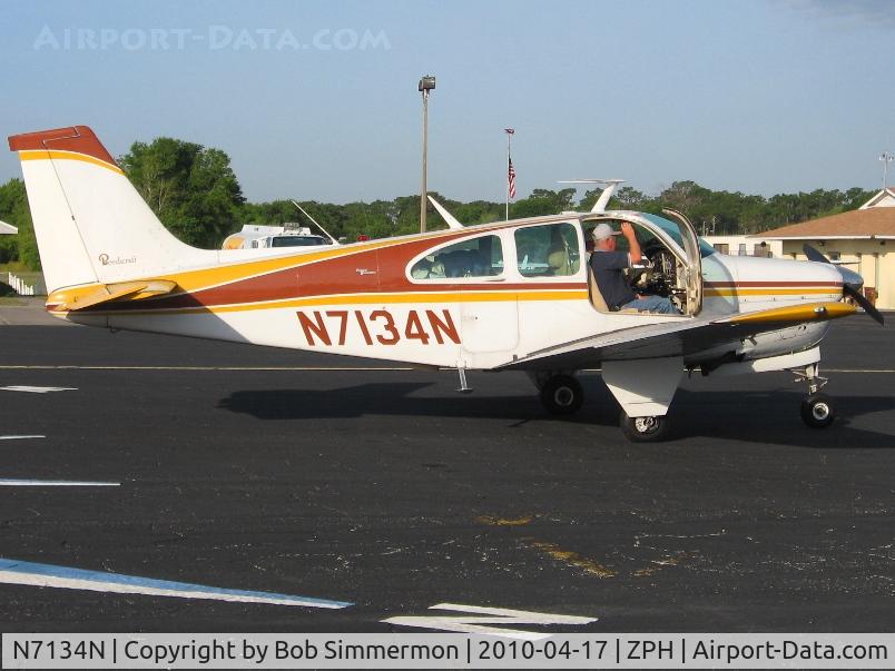 N7134N, 1967 Beech E33 Bonanza C/N CD-1138, Waiting for fuel at Zephyrhills, Florida during Sun N Fun week