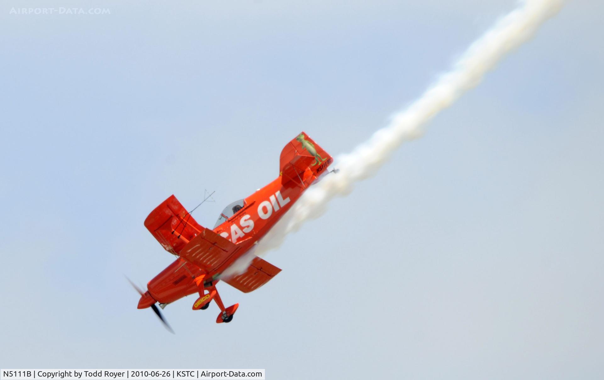 N5111B, 1998 Pitts S-1-11B Super Stinker C/N 4003, performing at the 2010 Great Minnesota Air Show