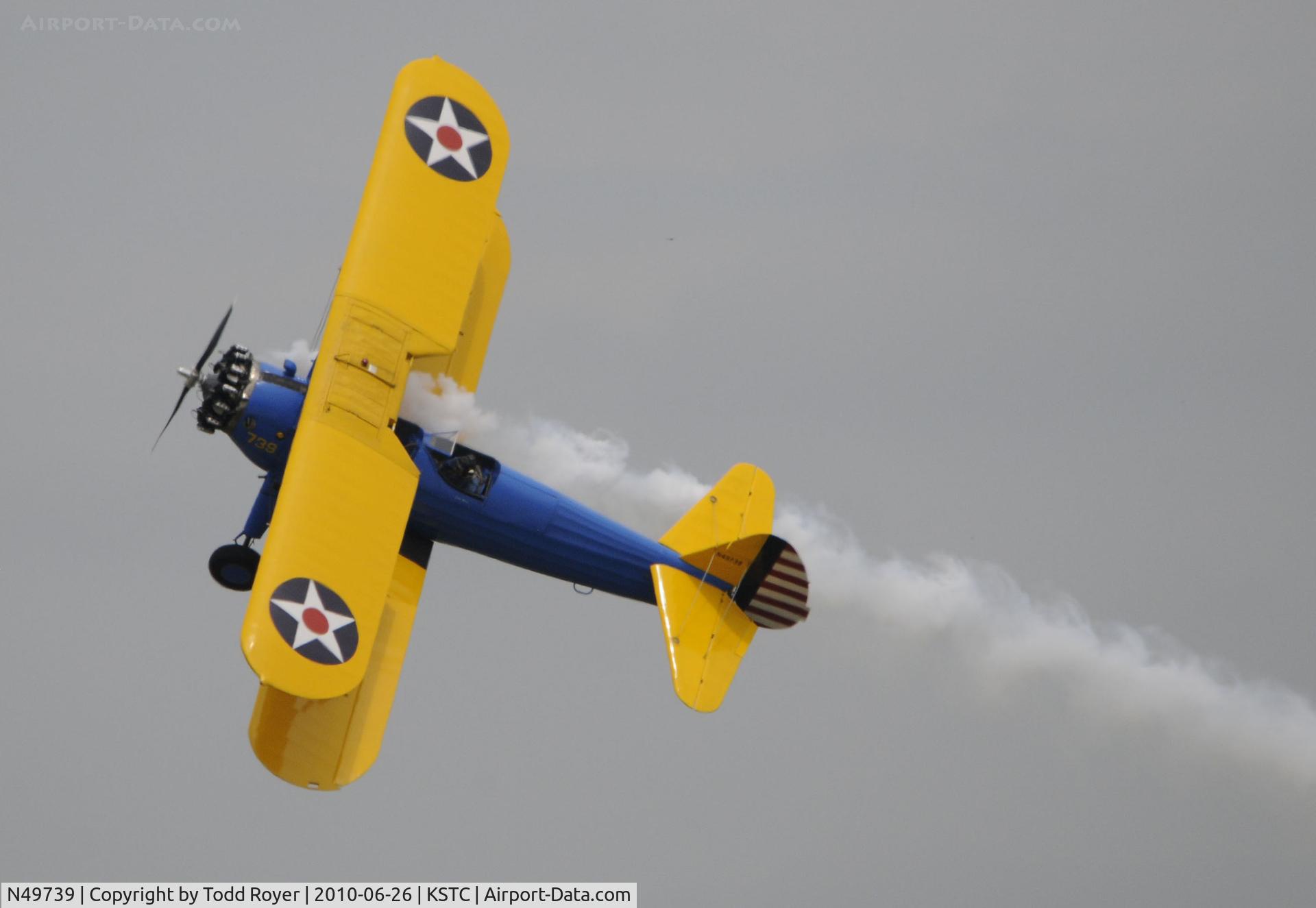 N49739, 1943 Boeing A75N1(PT17) C/N 75-4462, performing at the 2010 Great Minnesota Air Show